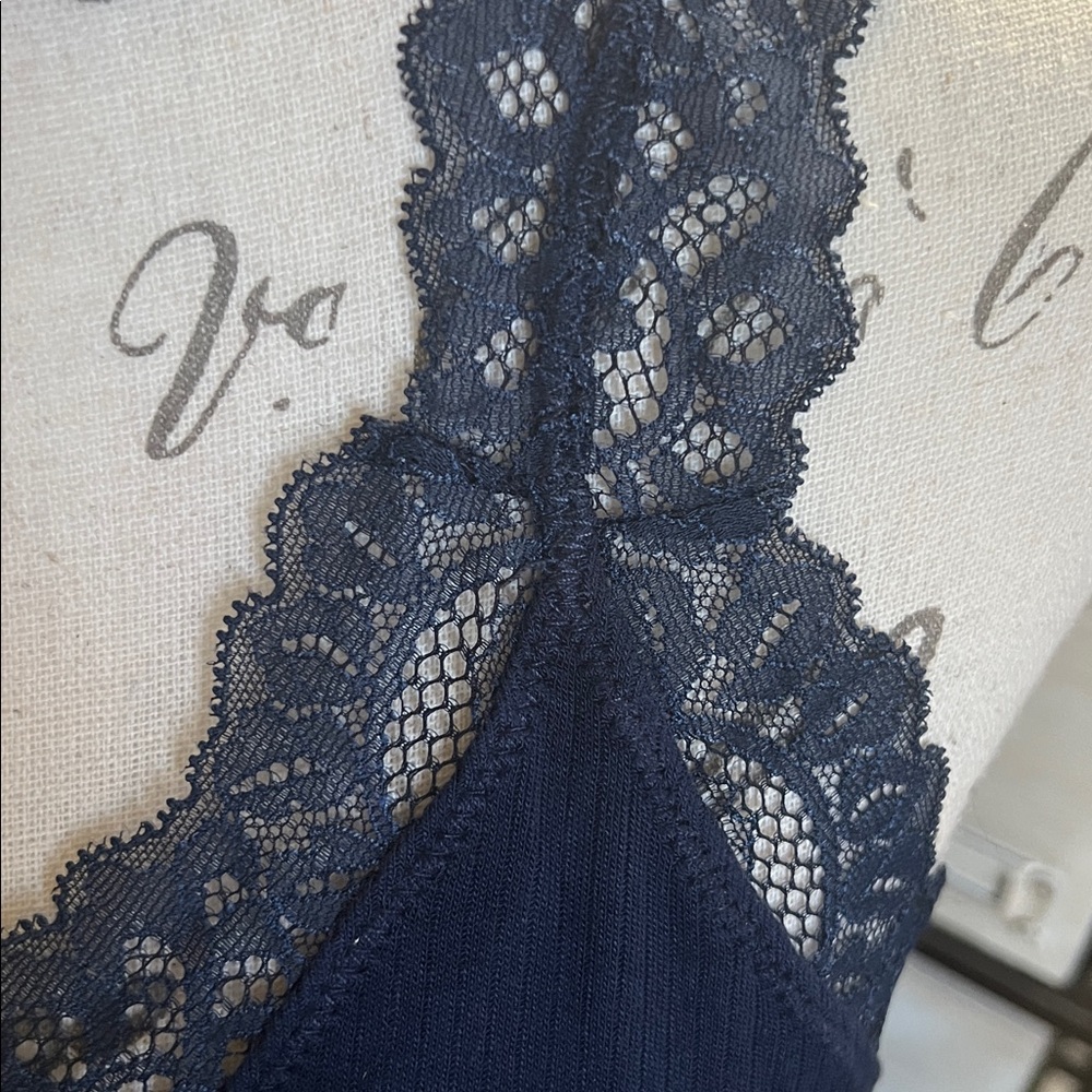 Soma Navy Blue Lace Trim Camisole - Picture 3 of 9